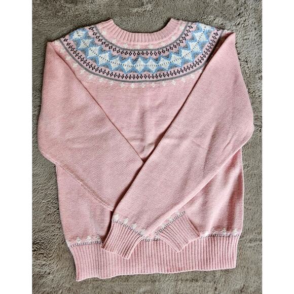 Pendleton Fair Isle Sweater 100% Cotton, Pink Blue, New Womens Sz S - Picture 5 of 8
